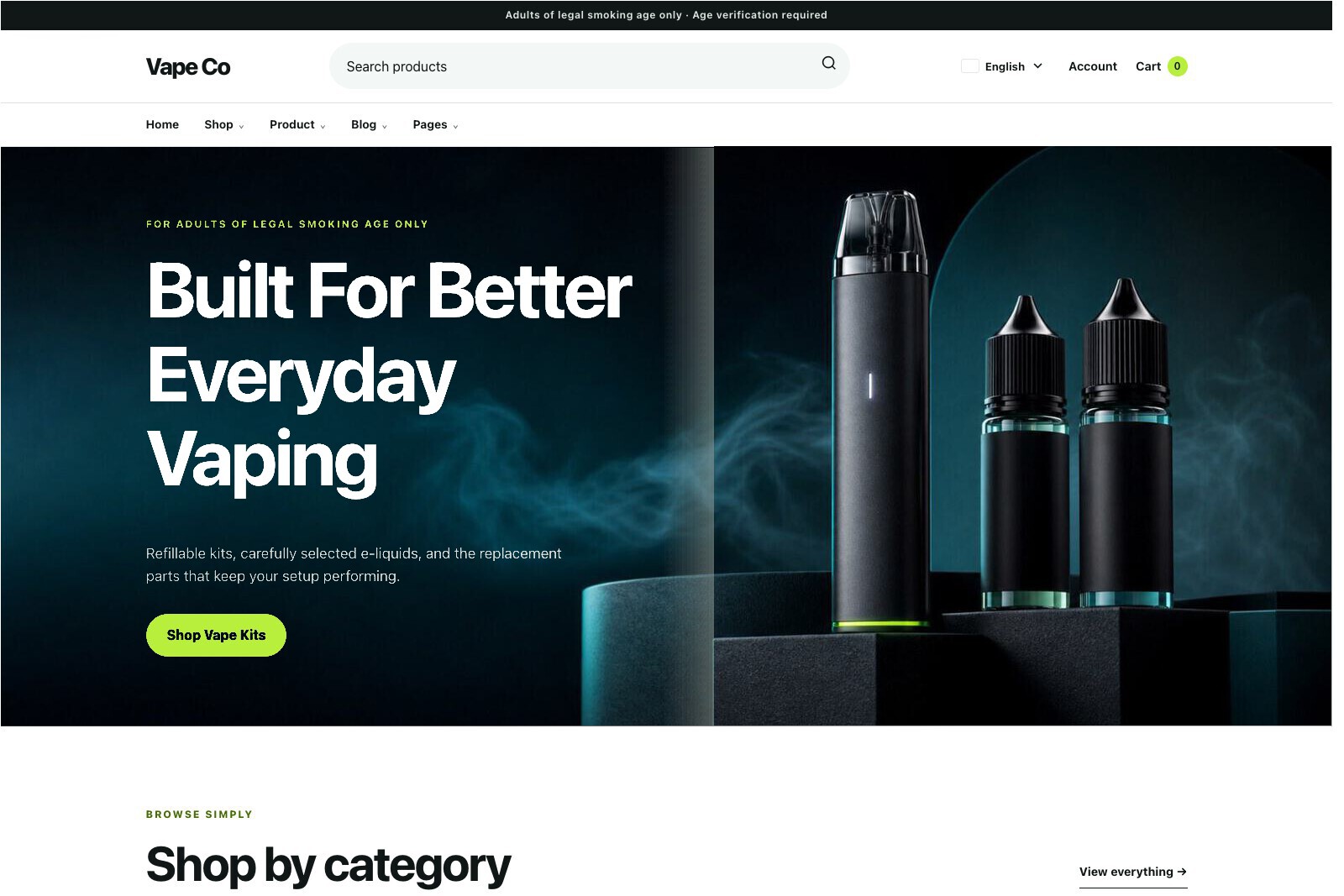 Vape demo storefront